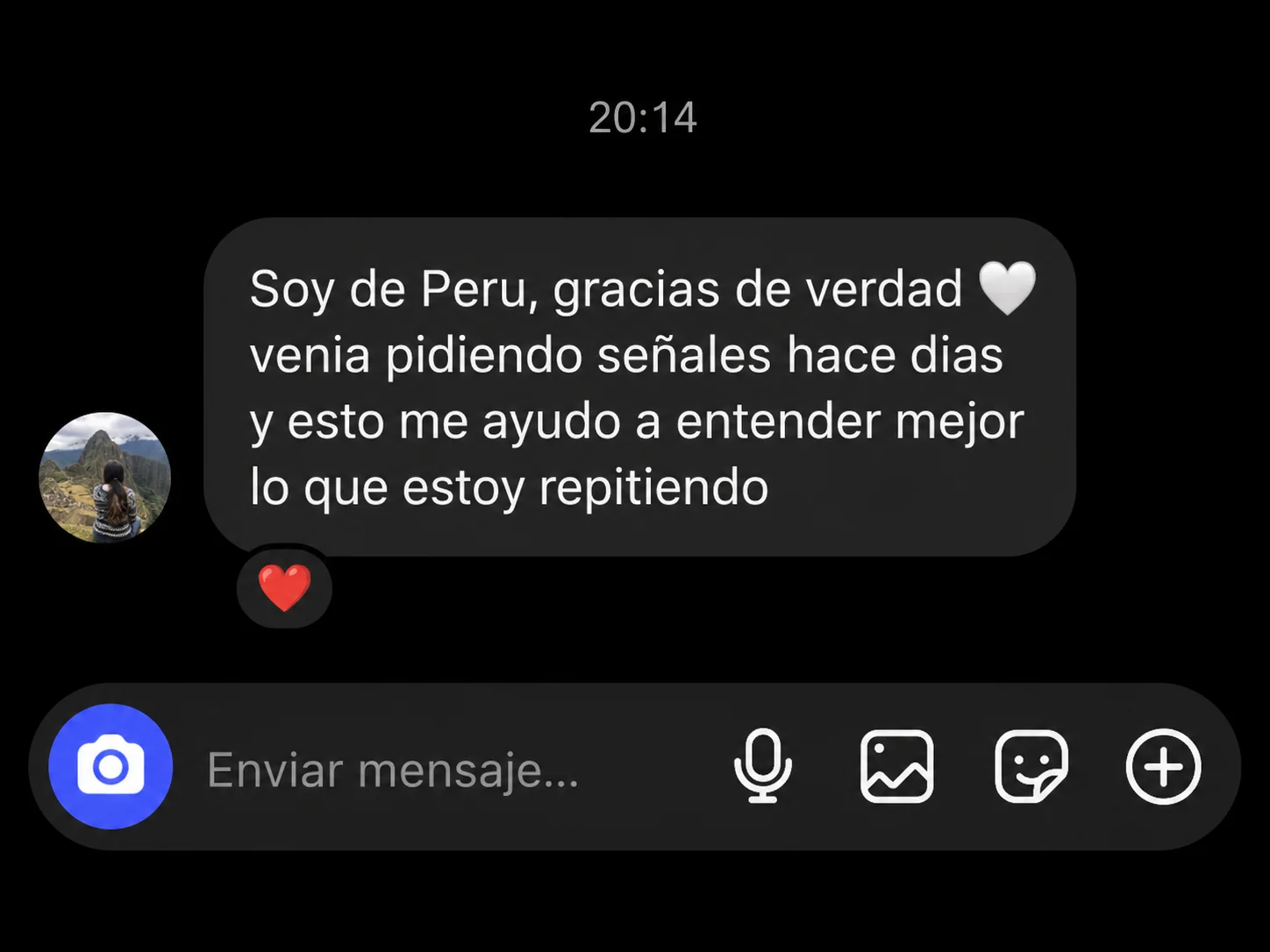 Mensaje real de una clienta