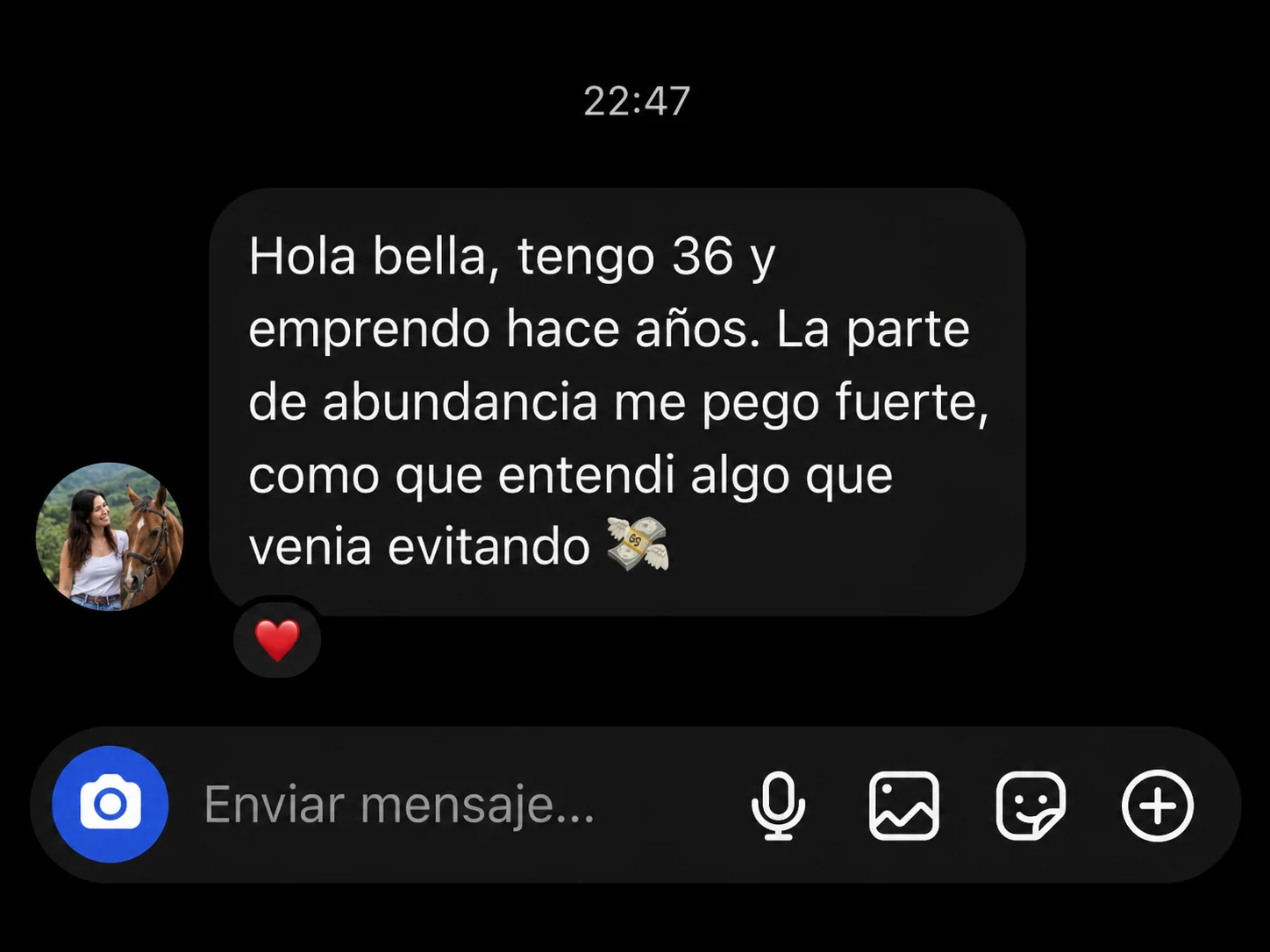 Mensaje real de una clienta